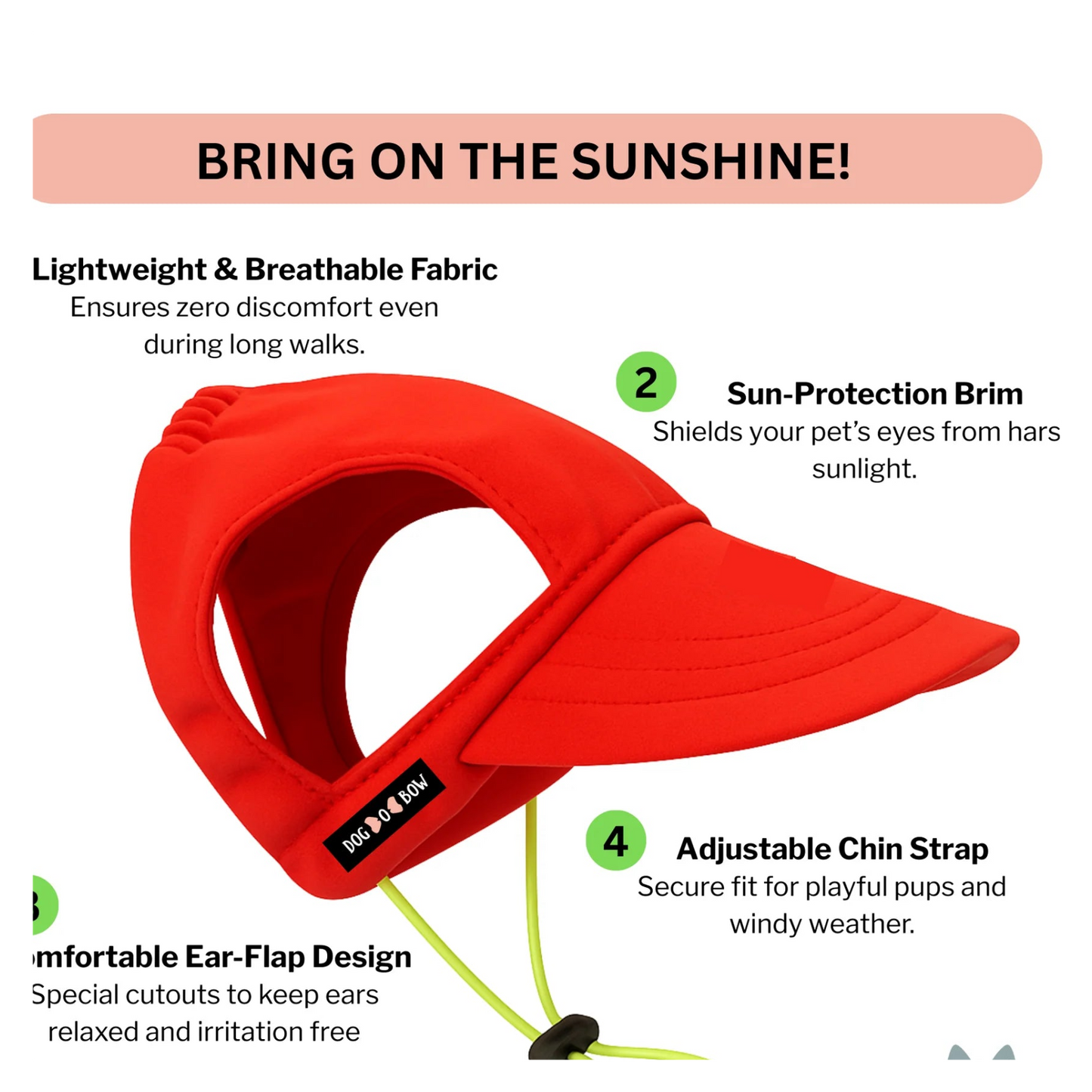 Red Loom and Latch dog baseball cap, lightweight pet accessory, with adjustable strap and breathable fabric for comfortable wear.