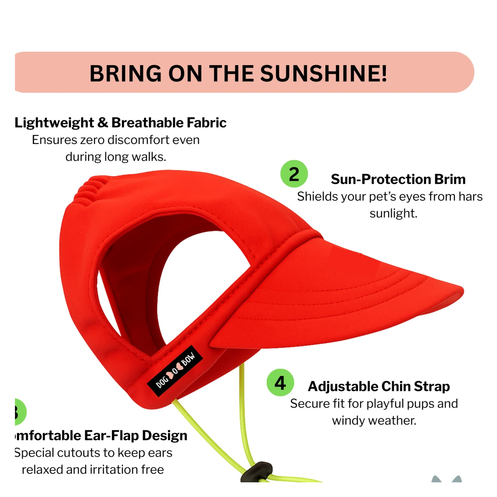 Red Loom and Latch dog baseball cap, lightweight pet accessory, with adjustable strap and breathable fabric for comfortable wear.