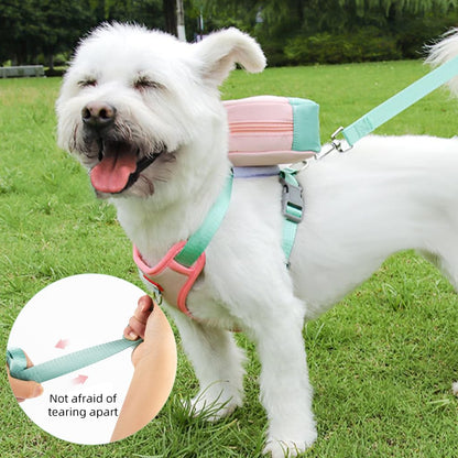 Adjustable Mesh Dog & Cat Harness Vest with Removable Zipper Pouch + Leash (Size M, Pink)