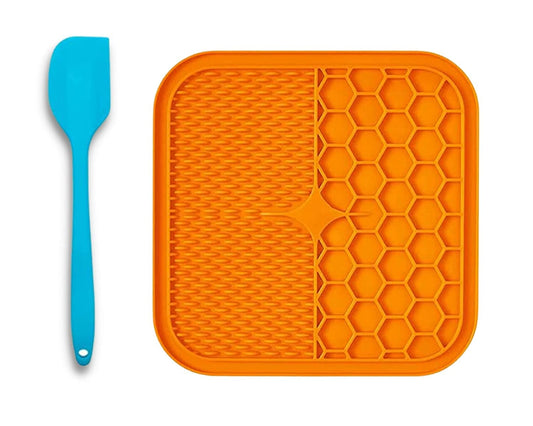 Loom and Latch slow feeder lick mat for dogs, non-slip feeding and enrichment mat with textured surface for interactive dog feeding