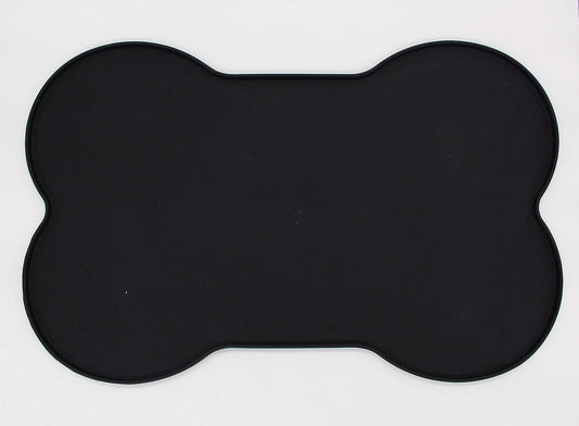 Silicone anti-spill pet feeding mat in waterproof bone shape with non-slip surface by Loom and Latch