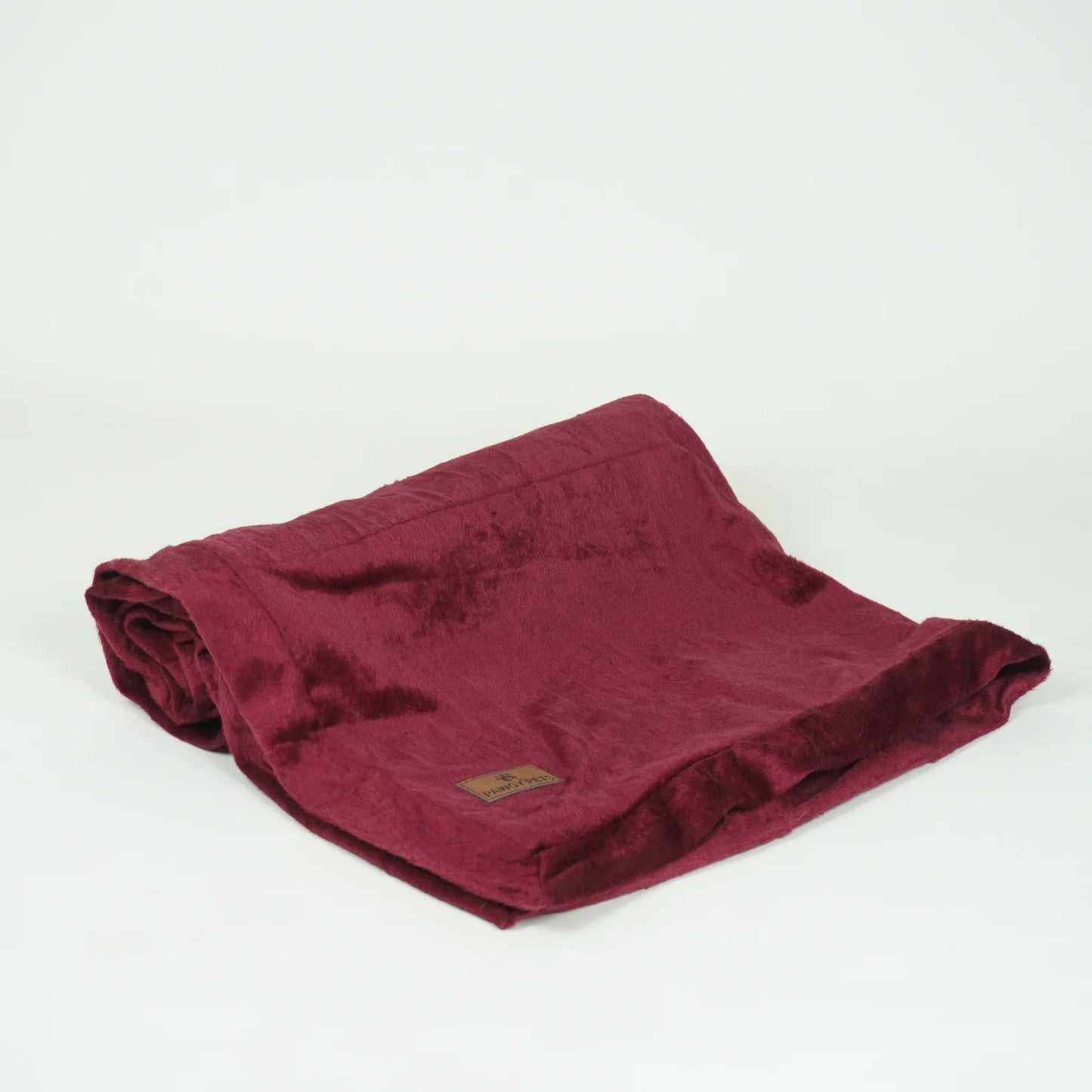 Reversible pet blanket by Loom and Latch, grey and maroon soft furry blanket for dogs and cats, showing plush texture and cozy design.