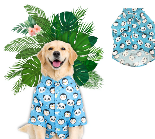 Blue Panda Print dog shirt from Loom and Latch, lightweight and comfortable for everyday wear, featuring a playful panda design.