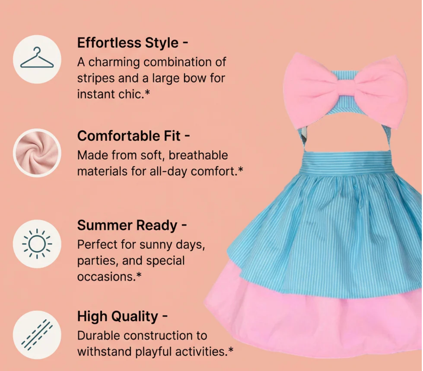Blue floral dog dress by Loom and Latch, lightweight fabric with easy Velcro closure, perfect for comfortable pet wear.