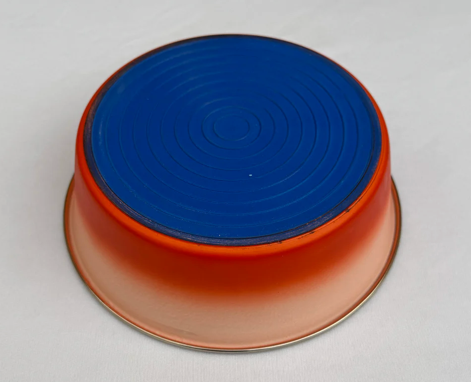 Loom and Latch dual tone orange pet bowl with rubber non-slip base, durable feeding bowl for cats or dogs.