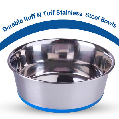 Heavy-Duty Stainless Steel Pet Bowl with Non-Slip Rubber Base (1600 ml)