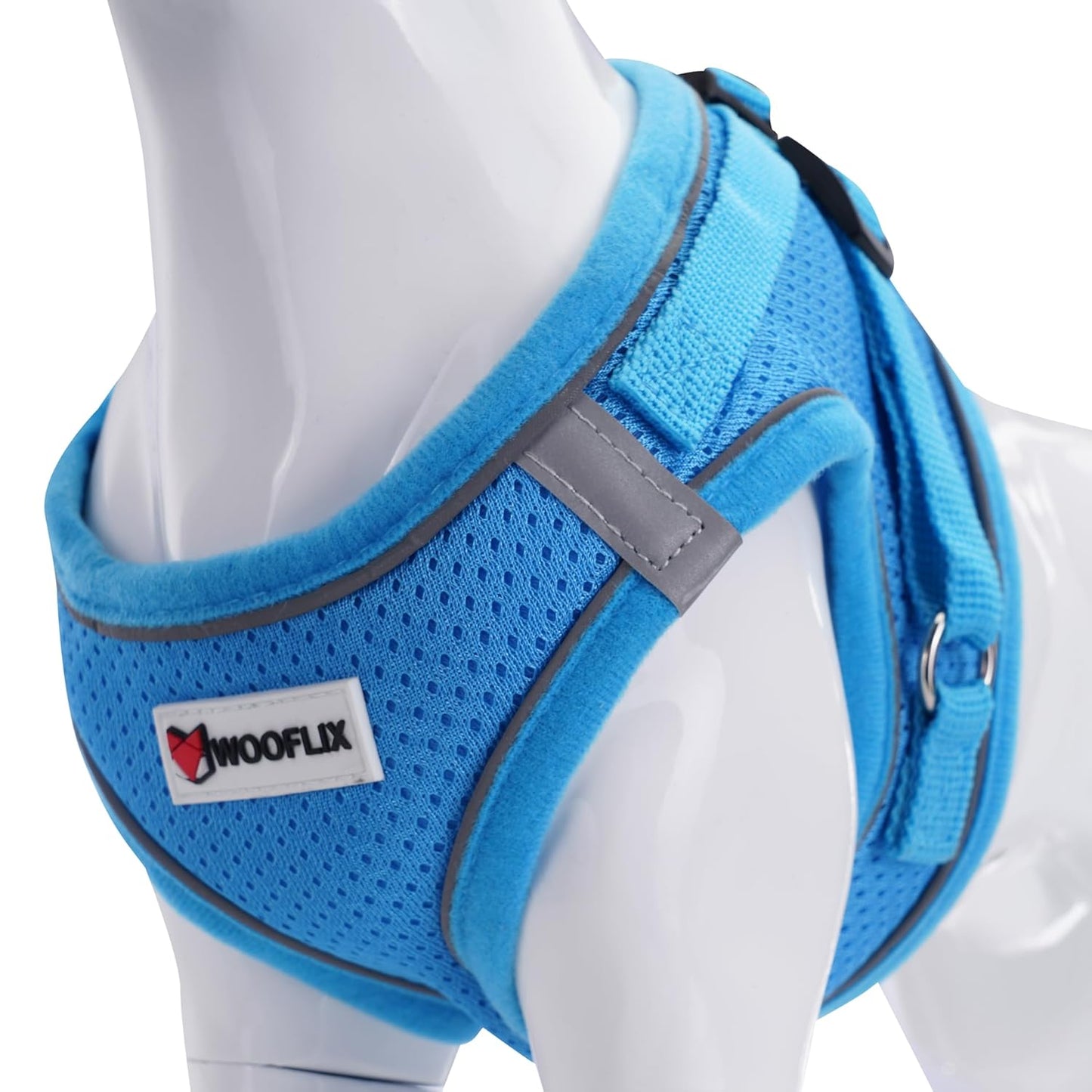 Reflective Soft-Padded Dog & Cat Harness + 5ft Leash Set (4.5–7 kg, Blue)