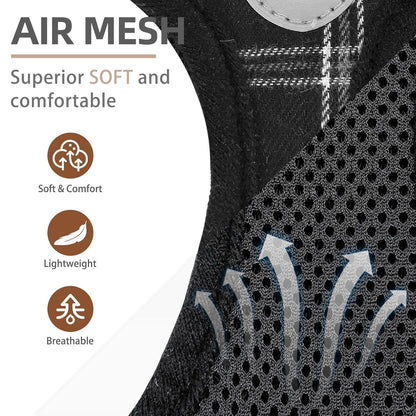 Reflective Mesh Harness, Collar + Leash Set (Size S, Chest 14.5–16 in, Black)