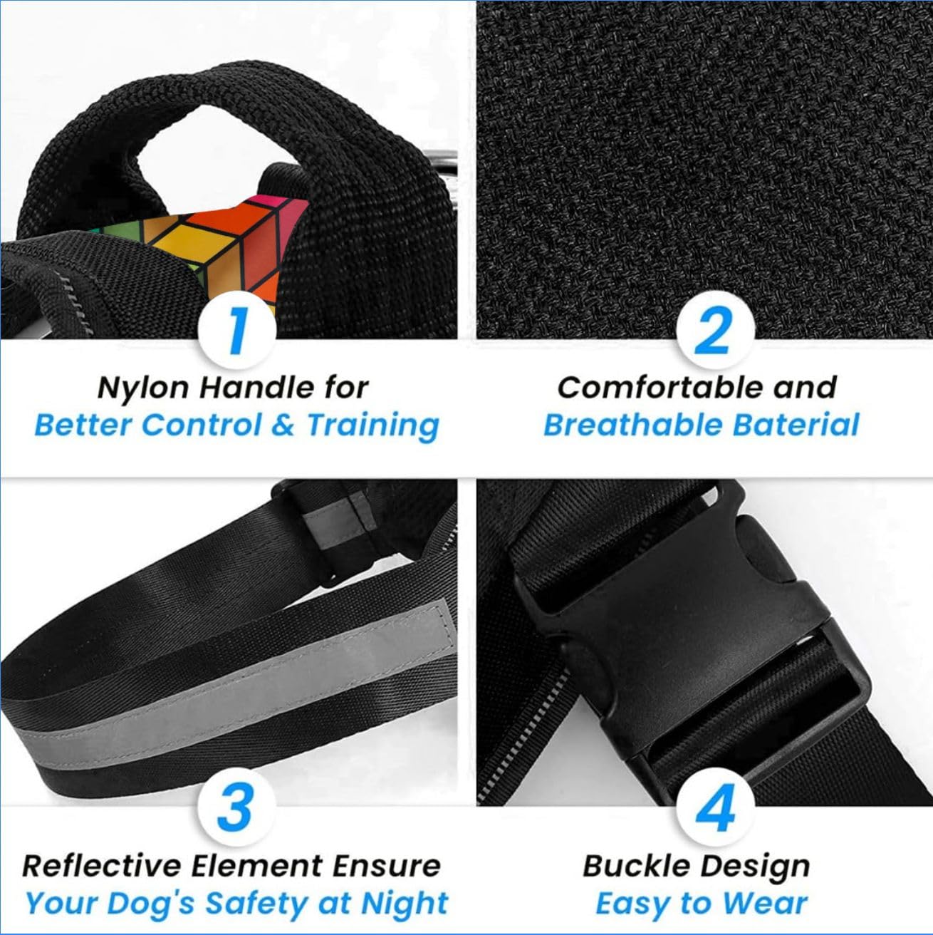 Personalized Reflective Dog Harness + Matching Leash Set (Small 5–12 kg) — Name & Phone Patch