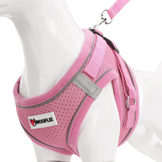 Reflective Soft-Padded Dog & Cat Harness (7–10 kg, Pink)