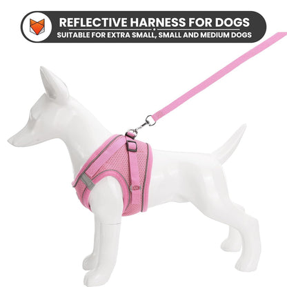 Reflective Soft-Padded Dog & Cat Harness (7–10 kg, Pink)