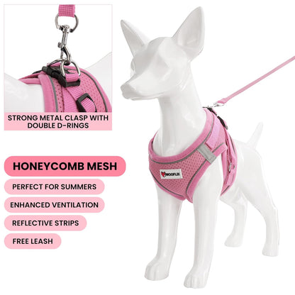 Reflective Soft-Padded Dog & Cat Harness (7–10 kg, Pink)